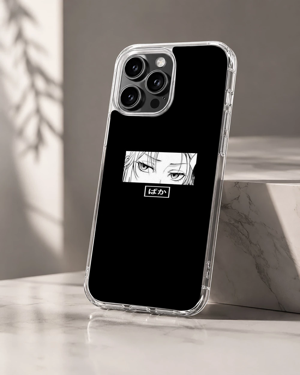 Anime Faces minimalist phone case design in black